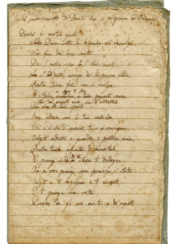 Manoscritto Sopra il monumento di Dante
