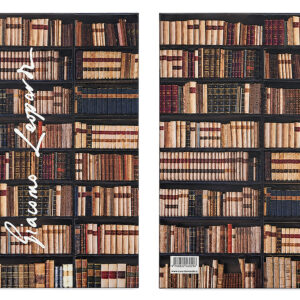 Fronte e retro del quadernone con raffigurati i liberi della biblioteca