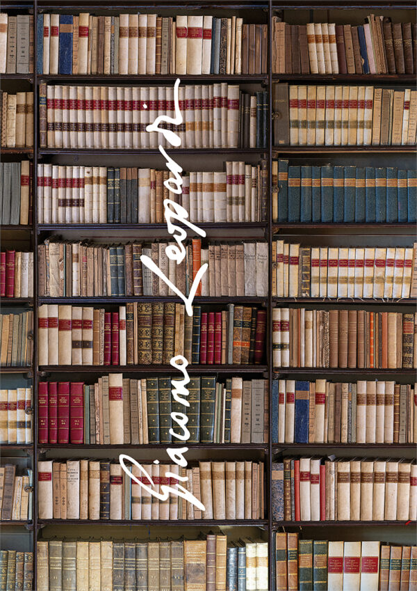 Fronte del quadernone con raffigurati i liberi della biblioteca