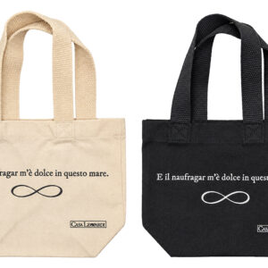 Mini Tote-Bag bianca e nera E il naufragar m'è dolce in questo mare